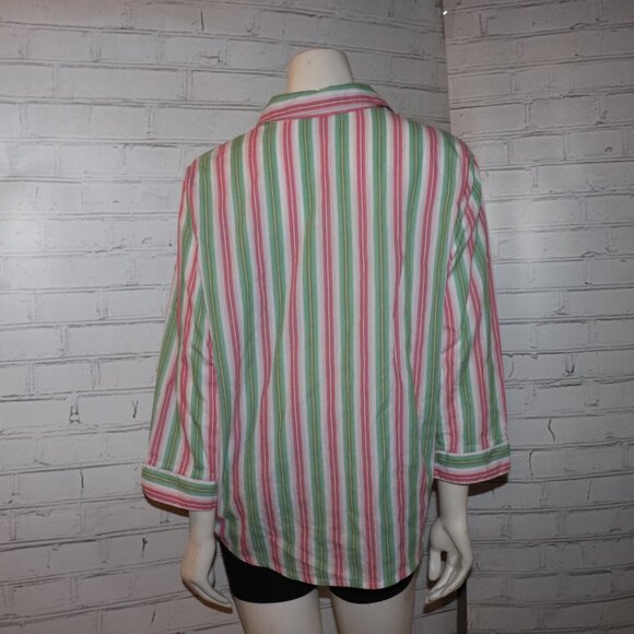 🌸💚🧵 Alfred Dunner Shirt · Embroidered Stripes · Size 16 - Picture 7 of 7